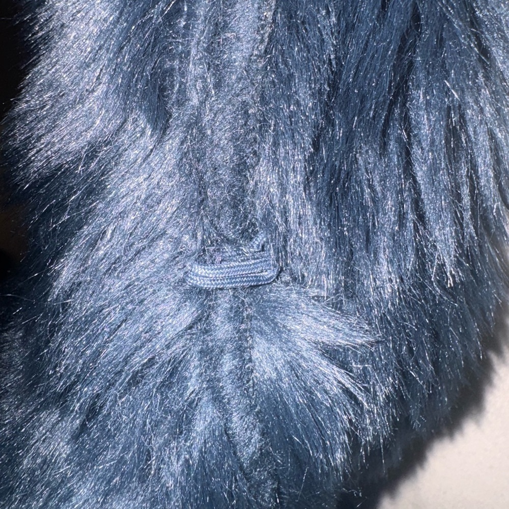 Donna Salyers Fabulous Furs Navy Cascading Faux Fur Coat Jacket XS Luxe Winter - Picture 8 of 16
